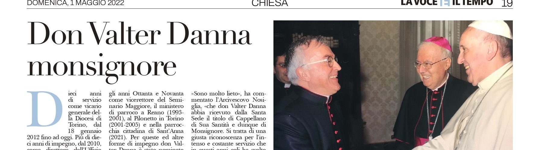 Don Valter Danna nominato Cappellano di Sua Santità con il titolo di Monsignore