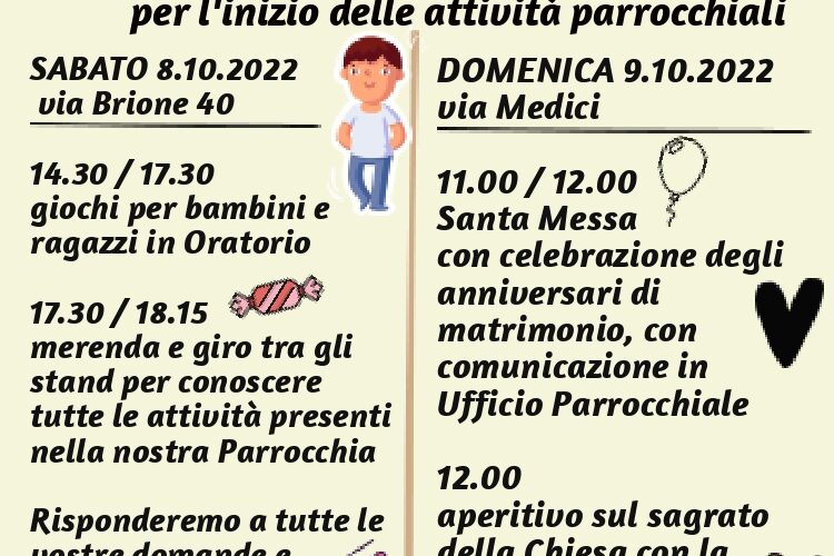 L’8 e il 9 ottobre la Festa della Comunità di Sant’Anna